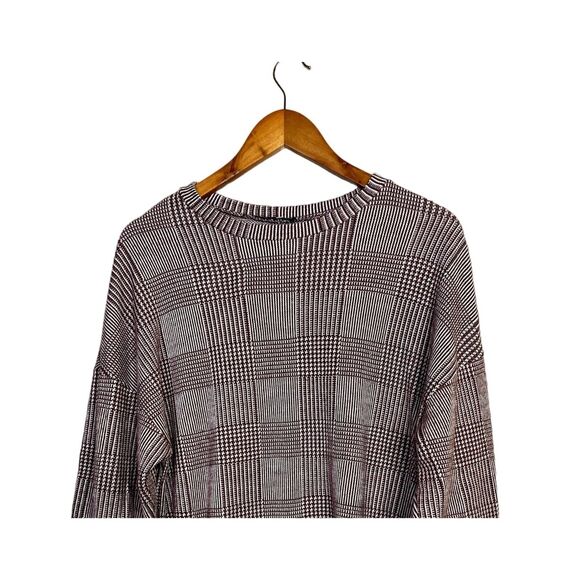 Zara Relaxed Fit Long Sleeve Lightweight Soft Crew Neck Knit Sweater M Burgundy - Picture 4 of 15